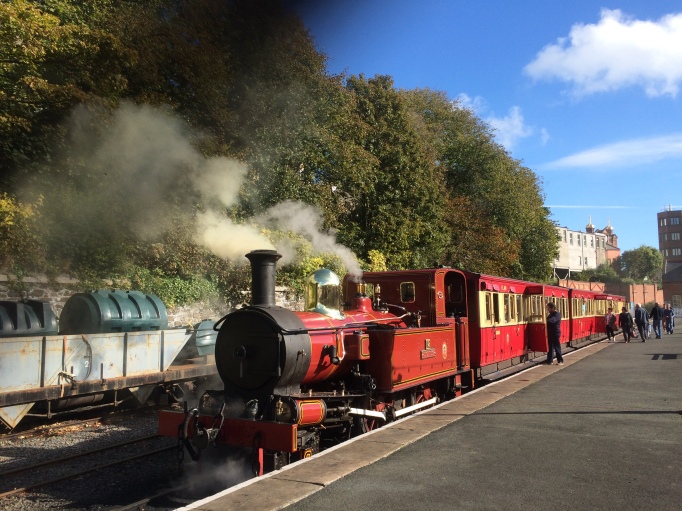 this heritage steamtrain is one form of public transport on the Isle of Man