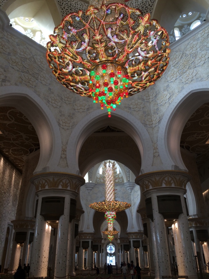 Zayed mosque's chandelier and carpet