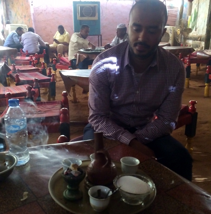 a coffee ceremony in Khartoum after a traditional Sudanese lunch